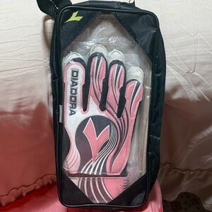Diadora Pink White & Black Goalkeeper Gloves
